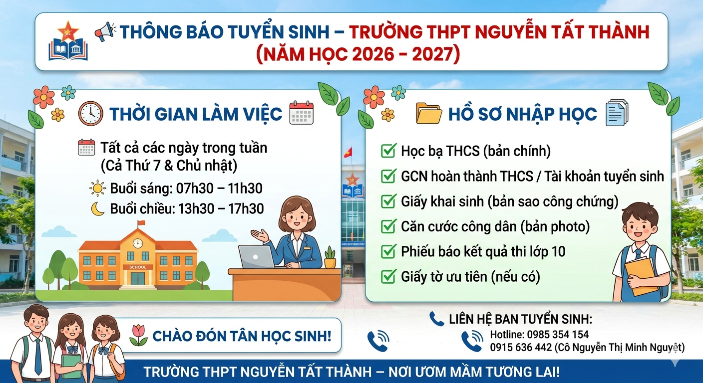 Thông báo về việc tiếp nhận hồ sơ nhập học lớp 10 năm học 2026–2027