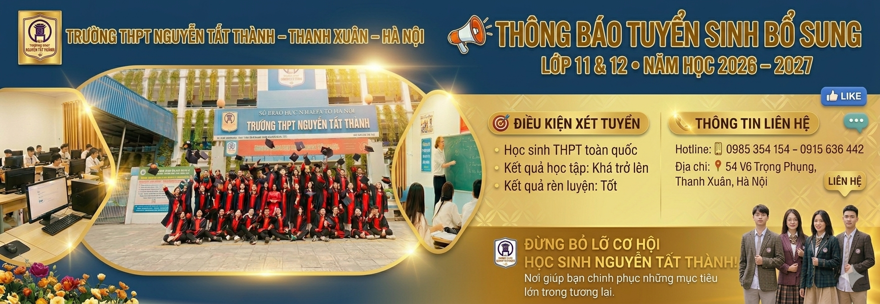 Thông báo tuyển sinh lớp 11 và 12 năm học 2026 - 2027